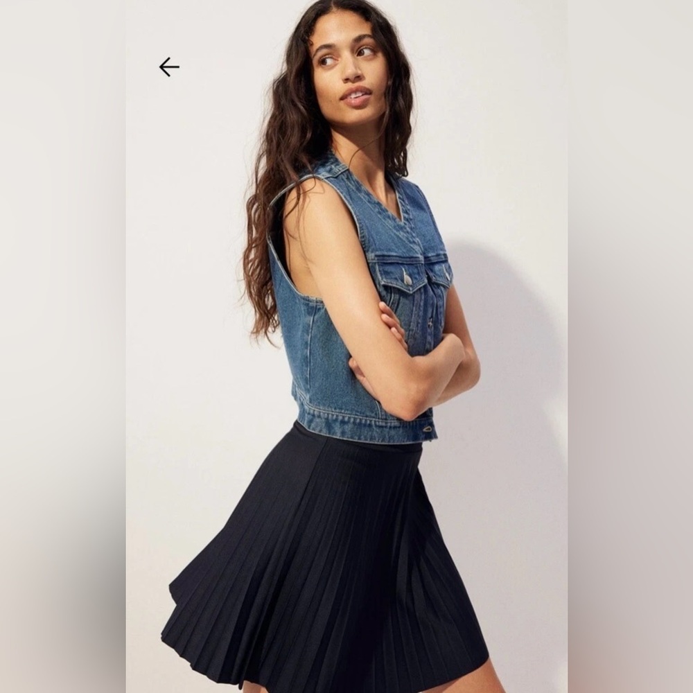 H&M Navy Pleated Mini Skirt